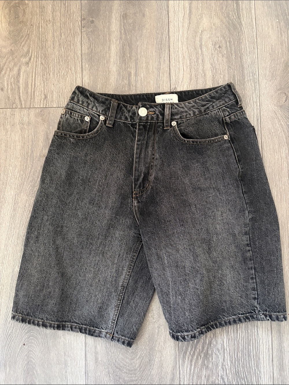 DISSH Bambi Charcoal Washed Denim Mid-Rise Bermuda Shorts us 2 XS/s